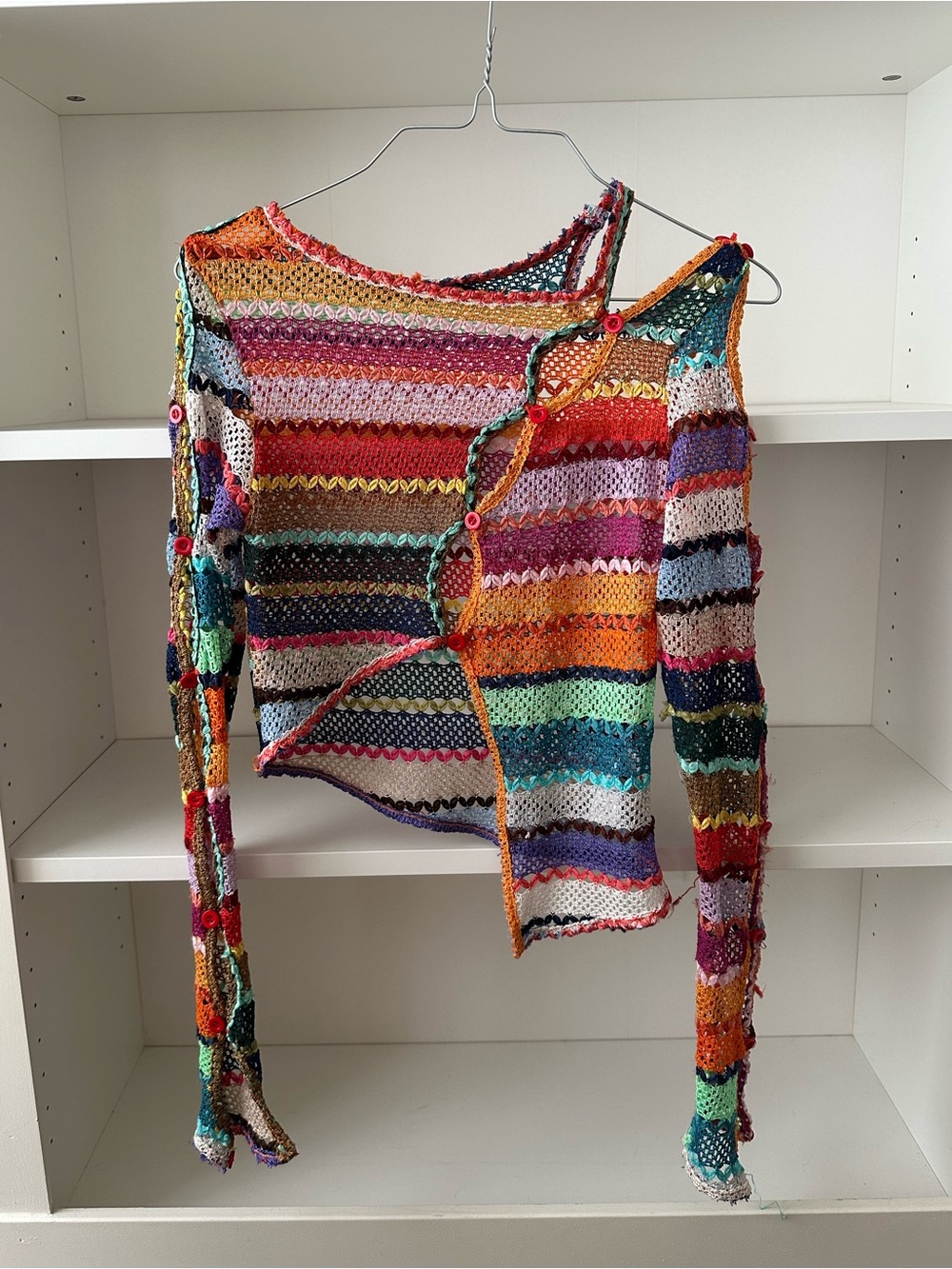 JADED LONDON Asymmetrical Multicolor Cardigan Knit Long Sleeve Top - Picture 5 of 9